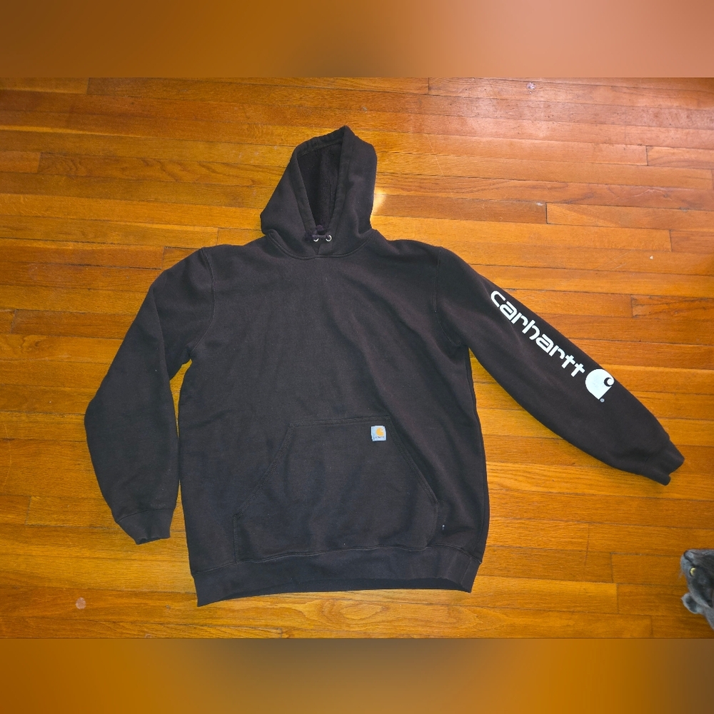 Carhartt Brown Hoodie with Sleeve Logo